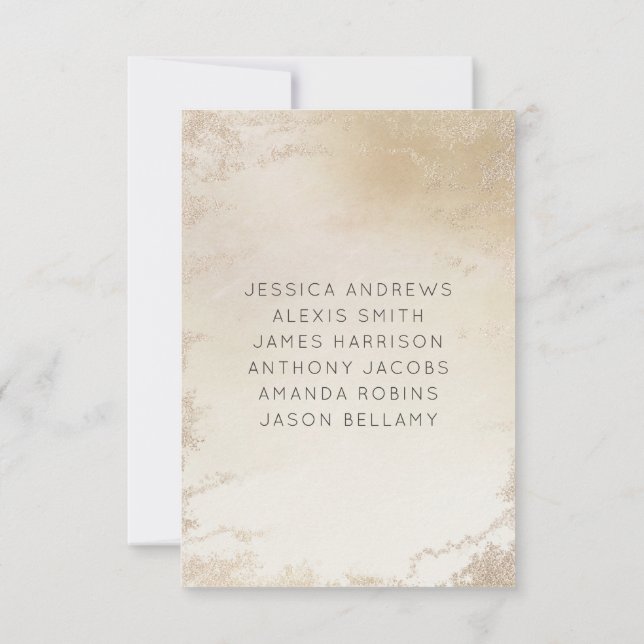 Números de mesa de boda con baño de oro amarillo O (Reverso)