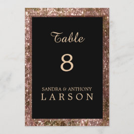 Números de mesa de boda con brillo de oro rosa