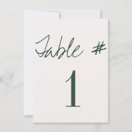 Números de mesa de boda con caligrafía moderna