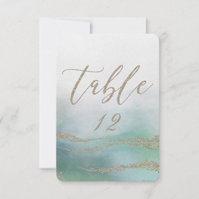 Números de mesa de boda con elegante acuarela en o (Anverso)