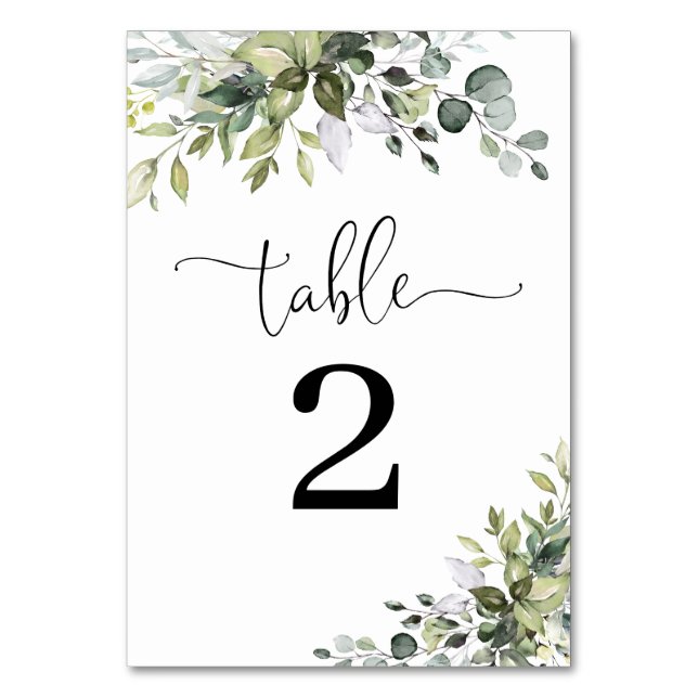 Números de mesa de boda con eucalipto (Anverso)