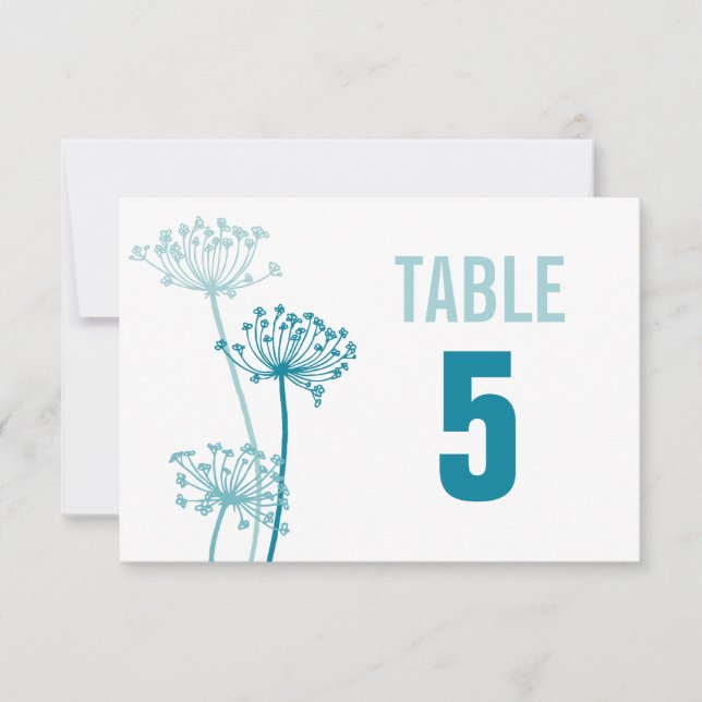 Números de mesa de boda con flores gráficas de per (Anverso)