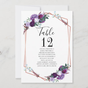 Números de mesa de boda con flores moradas Gráfico