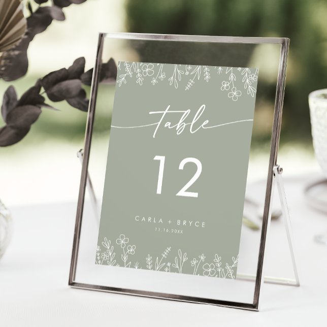 Números de mesa de boda con flores silvestres en v (Subido por el creador)