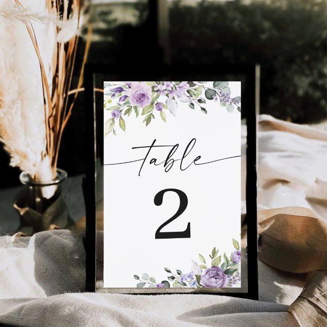Números de Mesa de Boda con Flores Violetas Románt (Subido por el creador)