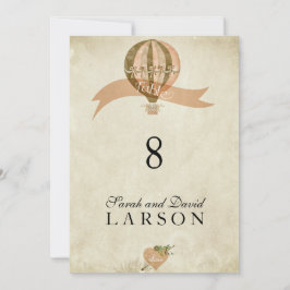 Números de mesa de boda con globo aerostático vint