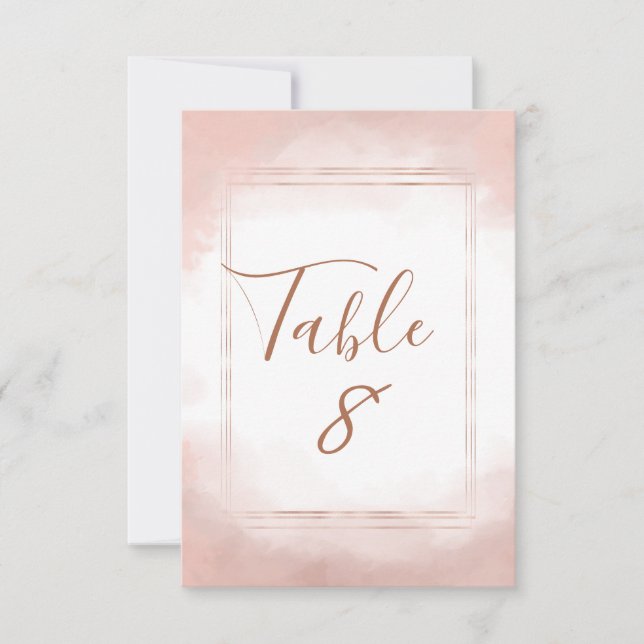 Números de mesa de boda con marco de rosa dorado y (Anverso)