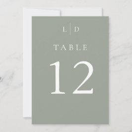 Números de mesa de boda con monograma Chic Verde S