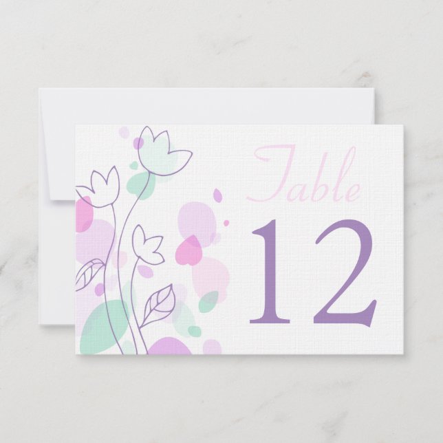 Números de mesa de boda con pétalos de flores mode (Anverso)