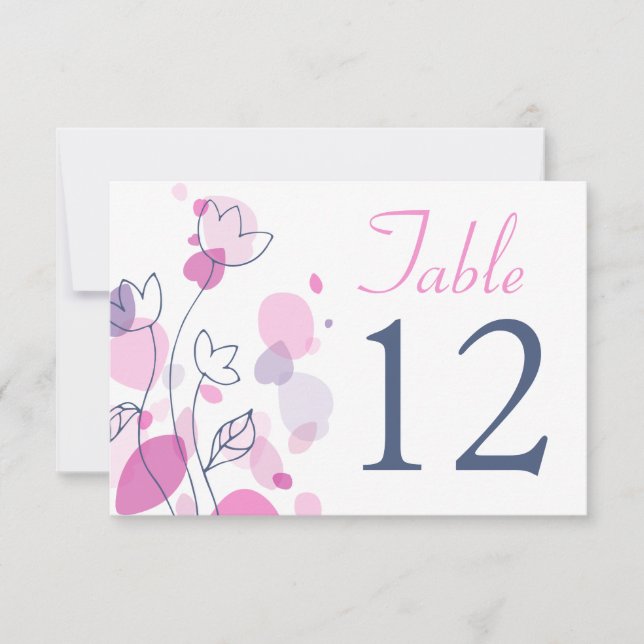Números de mesa de boda con pétalos de flores mode (Anverso)