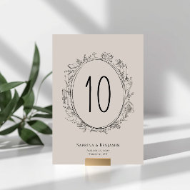 Números de mesa de boda cristiana dibujados a mano