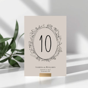 Números de mesa de boda cristiana dibujados a mano