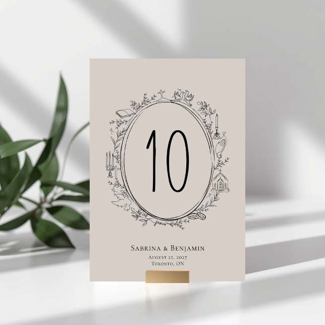 Números de mesa de boda cristiana dibujados a mano (Subido por el creador)