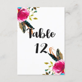 Números de mesa de boda de acuarela floral Boho Ch
