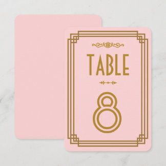 Números de mesa de boda de arte deco rosa simple