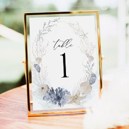 Números de mesa de boda de conchas marinas de la c