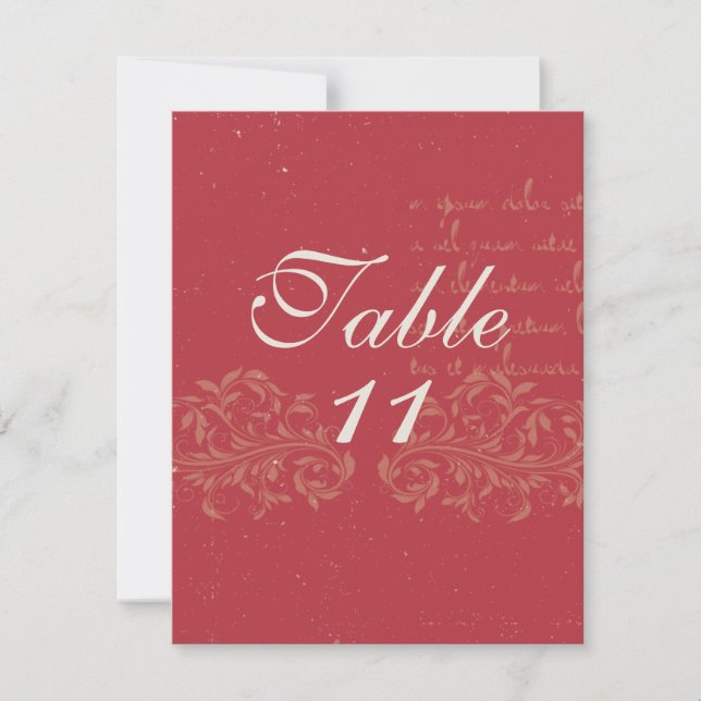 Números de mesa de boda de damasco vintage (Anverso)