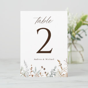 Números de mesa de boda de flores silvestres de ca