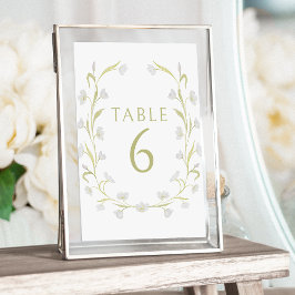 Números de mesa de Boda de flores verde claro eleg