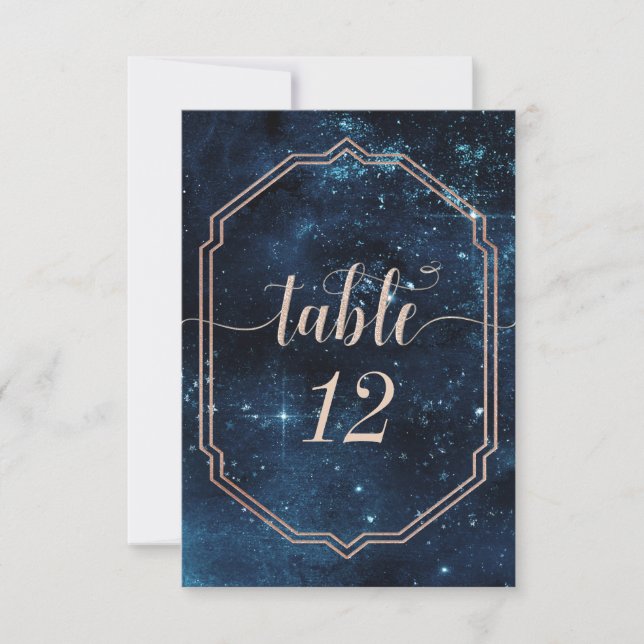 Números de mesa de boda de galaxia celestial cielo (Anverso)