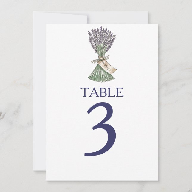 Números de mesa de boda de jardín de lavanda campe (Anverso)