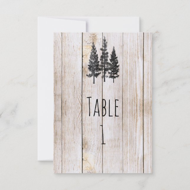Números de Mesa de Boda de Madera de Pinos Rústico (Reverso)