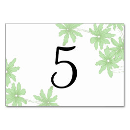 Números de mesa de boda de margaritas verde claro
