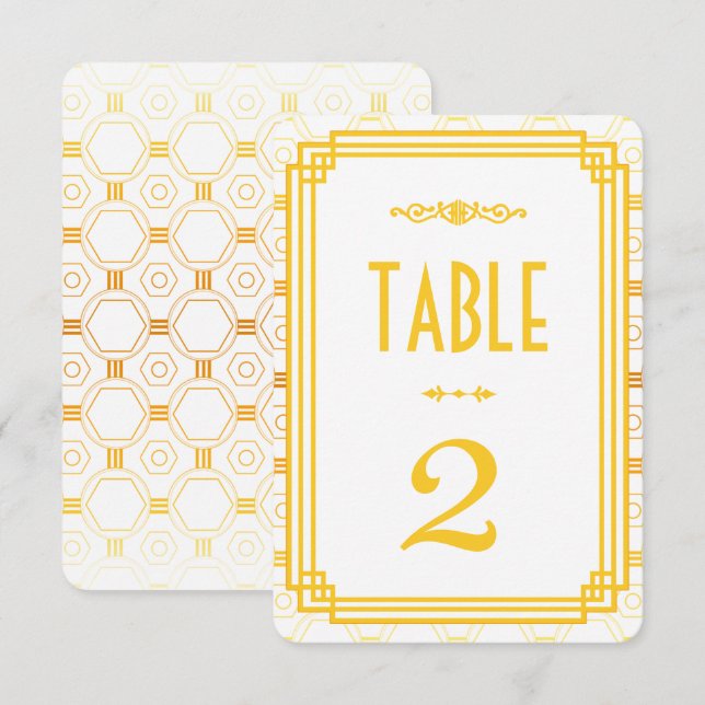 Números de Mesa de Boda de Oro Art Déco (Anverso / Reverso)