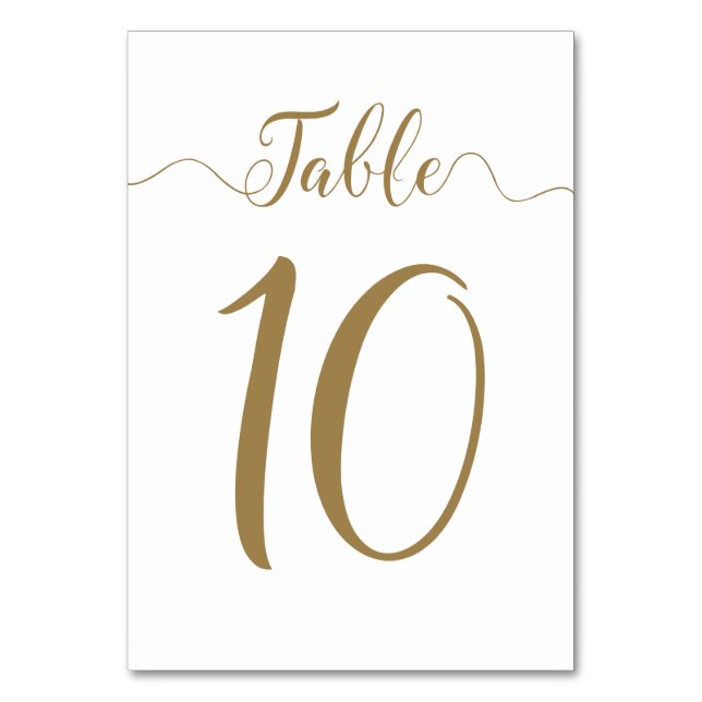 Números de mesa de boda de oro de la mesa 10 (Anverso)