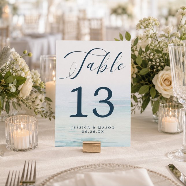 Números de mesa de boda de playa océano 5x7 (Subido por el creador)