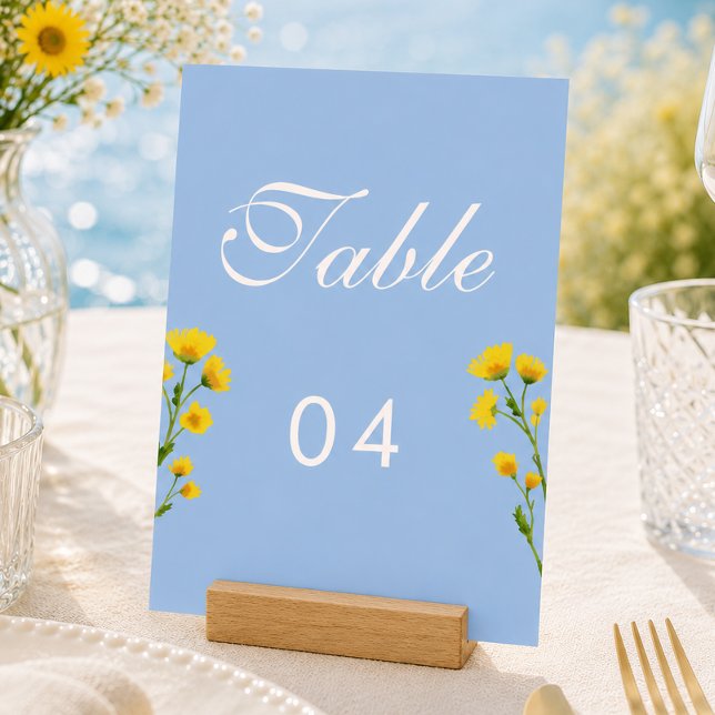 Números de mesa de boda de ranúnculo azul y amaril (Subido por el creador)
