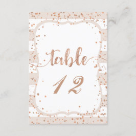 Números de mesa de boda de rayas de arena y rosa d