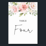Números de mesa de boda de rosas de rubor floral<br><div class="desc">Rosas de rubor floral Número cuatro de la mesa de boda. Hay artículos que coinciden disponibles.</div>