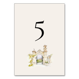 Números de mesa de boda de Toscana Italia acuarela