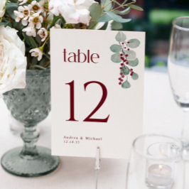 Números de mesa de boda de vegetación de Borgoña d