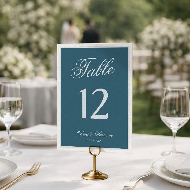 Números de mesa de boda elegantes en azul marino (Subido por el creador)