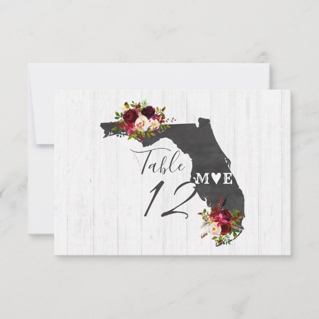 Números de mesa de boda en destino de Florida Stat (Anverso)