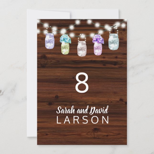 Números de mesa de boda en tarro de mampostería rú (Anverso)