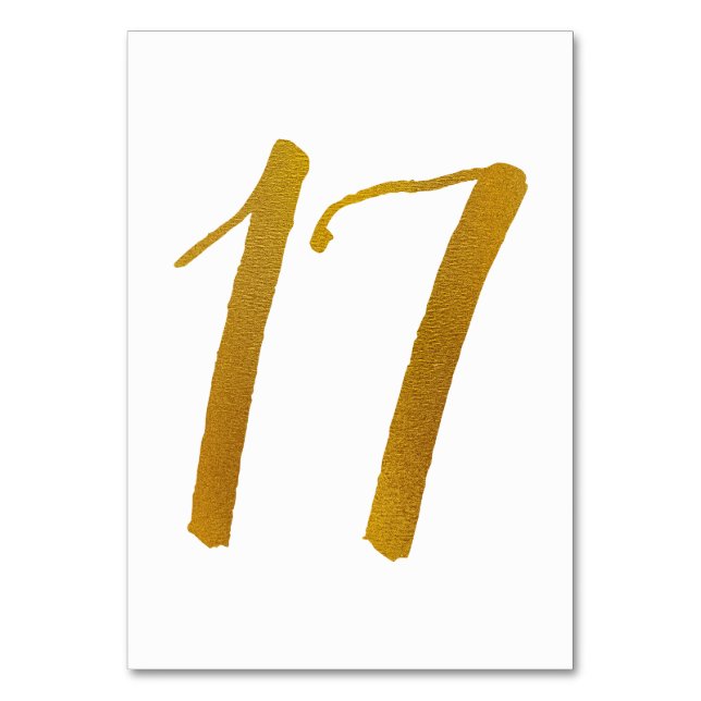 Números de mesa de boda - Escritura informal -17 (Anverso)
