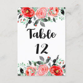 Números de mesa de boda floral Peonía con durazno 