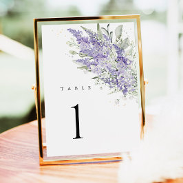 Números de Mesa de Boda Floral Verde de Salvia Lav