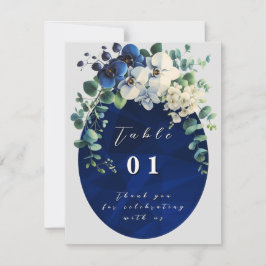 Números de mesa de boda florales azul marino