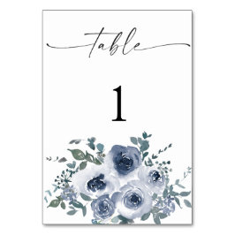Números de mesa de boda florales azul polvoriento