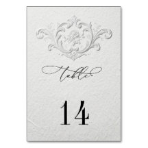 Números de mesa de boda florales con relieve falso