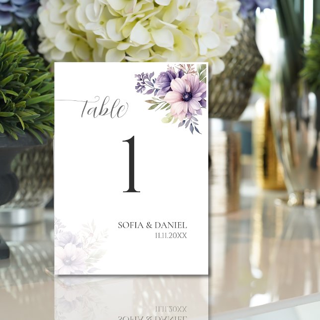 Números de mesa de boda florales de lavanda elegan (Subido por el creador)