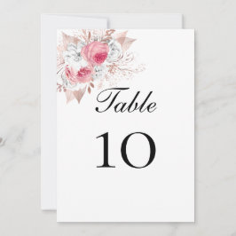 Números de mesa de boda florales de oro rosa blanc