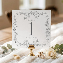 Números de mesa de boda florales franceses grises