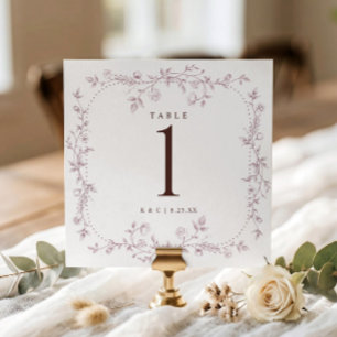Números de mesa de boda florales vintage rosa polv
