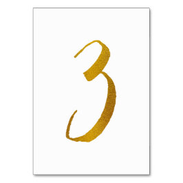 Números de mesa de boda (hoja de oro falso) 3
