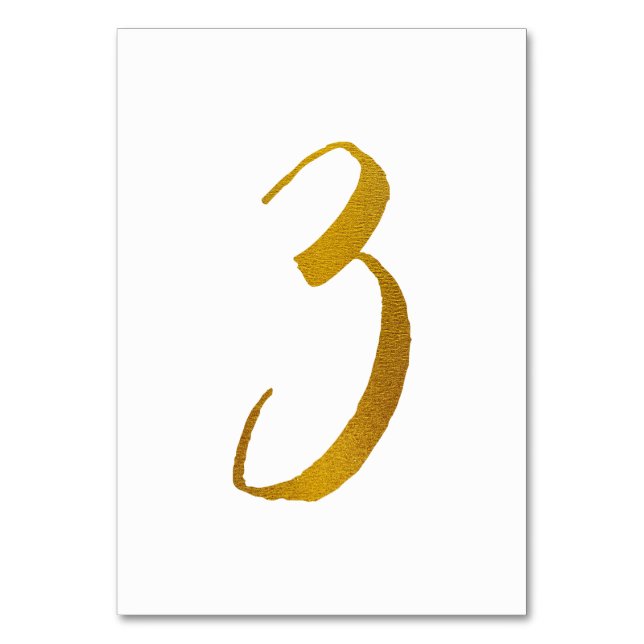 Números de mesa de boda (hoja de oro falso) 3 (Anverso)